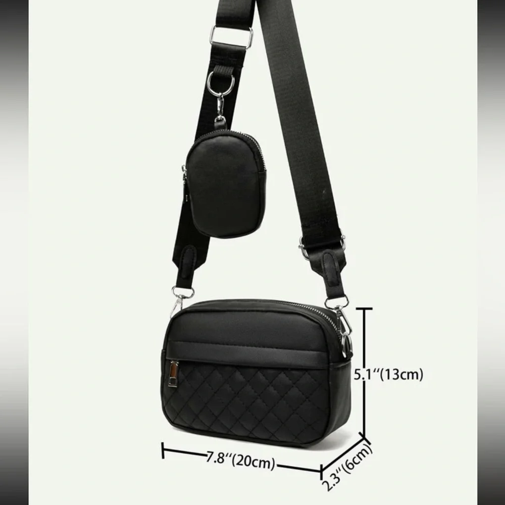 Quilted mini bag with attached coin purse - Picture 3 of 7